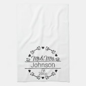 Einfache Mr. Couple Name Monogram Küchentuch (Vertikal)