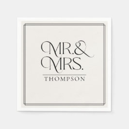 Einfache Mr. & Mrs. Cream Wedding Paper Serviette
