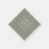 Einfache Mr. & Mrs. Green Moss Ecru Wedding Paper Serviette (Ecke)