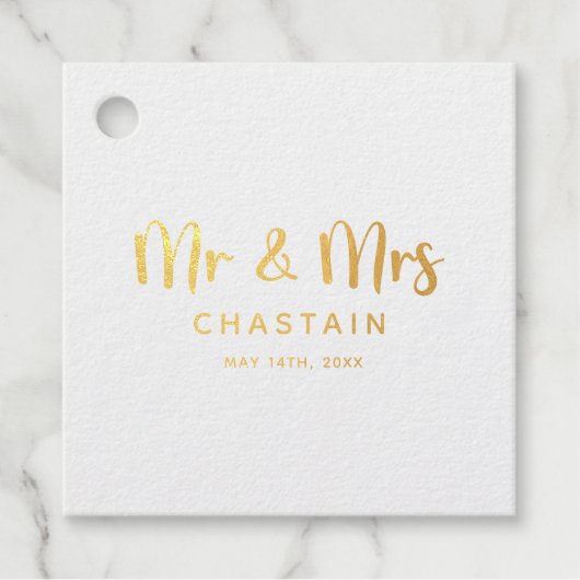 Einfache Mr. & Mrs. | Hochzeitsmonogramm Geschenkanhänger (Vorderseite)