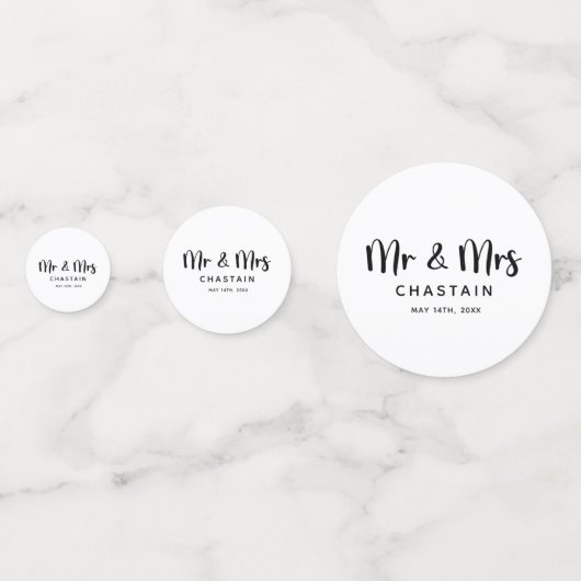 Einfache Mr. & Mrs. | Hochzeitsmonogramm Konfetti (Rückseiten)