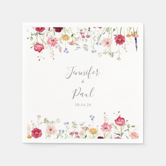 Einfache Multicolor-Wildblume Wedding Napkin Serviette (Vorderseite)