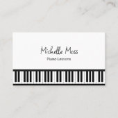 Einfache musikalische Schwarz-weiße Klaviermusikle Visitenkarte (Vorderseite)