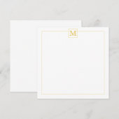 Einfache Mustard Initial Monogram Square-Grenze Mitteilungskarte (Vorne/Hinten)