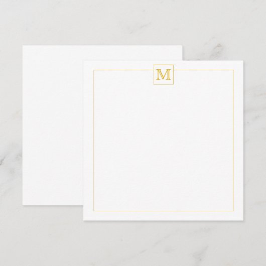 Einfache Mustard Initial Monogram Square-Grenze Mitteilungskarte (Vorne/Hinten)