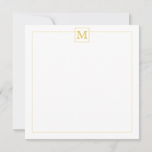 Einfache Mustard Initial Monogram Square-Grenze Mitteilungskarte (Vorderseite)