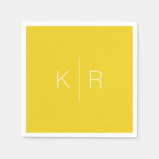 Einfache Mustard Yellow Monogram Wedding Napkins Serviette (Vorderseite)