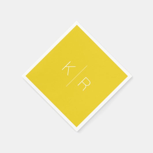 Einfache Mustard Yellow Monogram Wedding Napkins Serviette (Ecke)