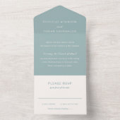 Einfache Mute Blue Elegant Hochzeit All In One Einladung (Innen Boden)