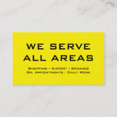 Einfache mutige Taxi-Visitenkarten Visitenkarte (Rückseite)