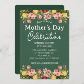 Einfache Muttertagsfeier | Blumenthema Einladung (Vorne/Hinten)