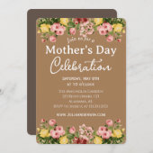 Einfache Muttertagsfeier | Blumenthema Einladung (Vorne/Hinten)