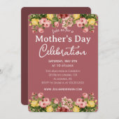 Einfache Muttertagsfeier | Blumenthema Einladung (Vorne/Hinten)