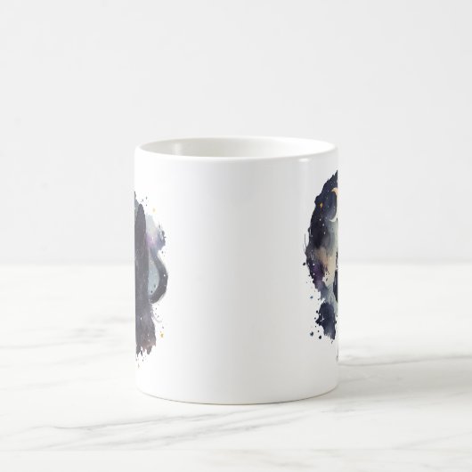 Einfache Mystic Cat Crescent Moon Starlight Clean Kaffeetasse (Mittel)
