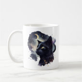 Einfache Mystic Cat Crescent Moon Starlight Clean Kaffeetasse (Links)