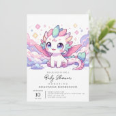 Einfache Mythische Dragon Baby-Dusche Einladung (Stehend Vorderseite)