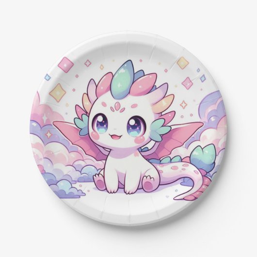 Einfache Mythische Dragon Baby-Dusche Pappteller (Vorderseite)
