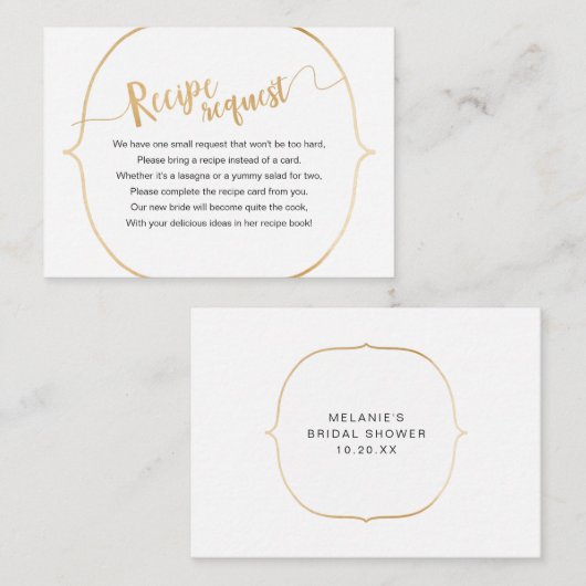 Einfache Nachfrage nach Weißgold Begleitkarte (Vorne/Hinten)