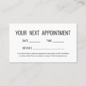 Einfache nächste Ernennung Visitenkarte (Rückseite)