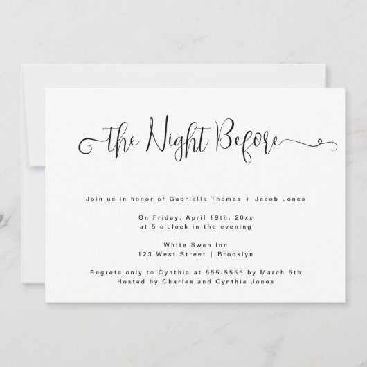 Einfache Nacht vor der Probe Einladung (Vorderseite)