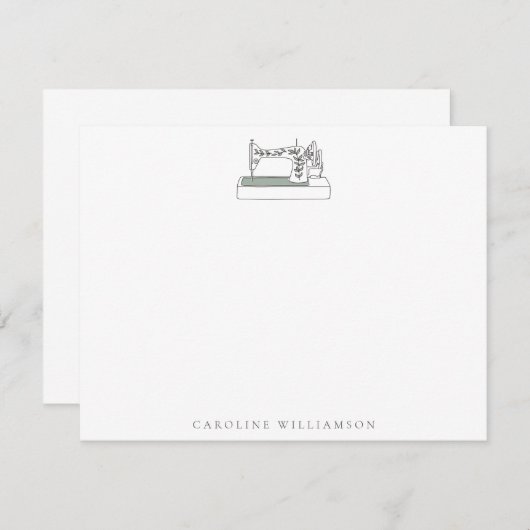 Einfache Nähmaschine Personalisierter Name Mitteilungskarte (Vorne/Hinten)