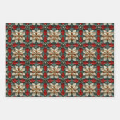 Einfache Nahtlose Weihnachten Rot und Grün Ornamen Geschenkpapier Set (Vorderseite)