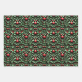 Einfache Nahtlose Weihnachten Rot und Grün Ornamen Geschenkpapier Set (Vorderseite 2)
