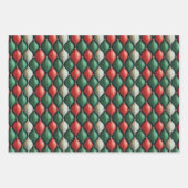 Einfache Nahtlose Weihnachten Rot und Grün Ornamen Geschenkpapier Set (Vorderseite)
