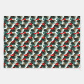 Einfache Nahtlose Weihnachten Rot und Grün Ornamen Geschenkpapier Set (Vorderseite 3)