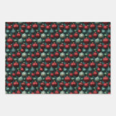 Einfache Nahtlose Weihnachten Rot und Grün Ornamen Geschenkpapier Set (Vorderseite 2)