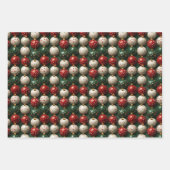 Einfache Nahtlose Weihnachten Rot und Grün Ornamen Geschenkpapier Set (Vorderseite 3)