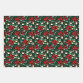 Einfache Nahtlose Weihnachten Rot und Grün Ornamen Geschenkpapier Set (Vorderseite)