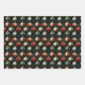 Einfache Nahtlose Weihnachten Rot und Grün Ornamen Geschenkpapier Set (Vorderseite)