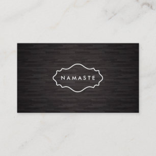 Einfache Namaste Yoga Dark Wood Business Card Visitenkarte