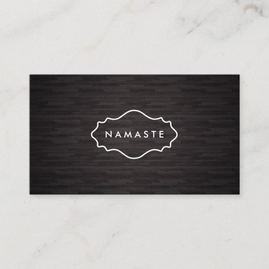 Einfache Namaste Yoga Dark Wood Business Card Visitenkarte (Vorderseite)