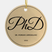 Einfache Name Gold PhD-Abschluss Keramik Ornament (Vorne)
