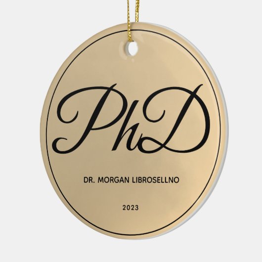 Einfache Name Gold PhD-Abschluss Keramik Ornament (Links)
