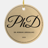 Einfache Name Gold PhD-Abschluss Keramik Ornament (Hinten)