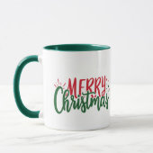 Einfache Name Merry Weihnachten Rot und Grün Tasse (Links)