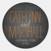 Einfache Namen Hochzeitdatum Gefälligkeitsumschlag Runder Aufkleber (Vorderseite)