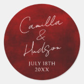 Einfache Namen Hochzeitdatum Gefälligkeitsumschlag Runder Aufkleber (Vorderseite)