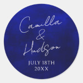 Einfache Namen Hochzeitdatum Gefälligkeitsumschlag Runder Aufkleber (Vorderseite)