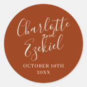 Einfache Namen Hochzeitdatum Gefälligkeitsumschlag Runder Aufkleber (Vorderseite)