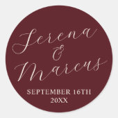 Einfache Namen Hochzeitdatum Gefälligkeitsumschlag Runder Aufkleber (Vorderseite)