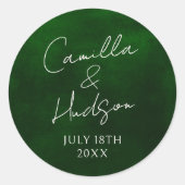 Einfache Namen Hochzeitdatum Gefälligkeitsumschlag Runder Aufkleber (Vorderseite)