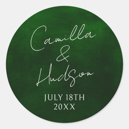 Einfache Namen Hochzeitdatum Gefälligkeitsumschlag Runder Aufkleber (Vorderseite)