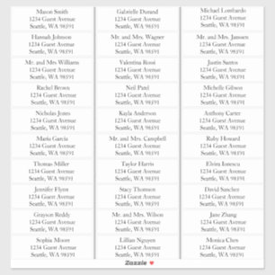 Einfache Namen Hochzeitgastadressen Labels