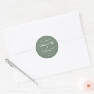 Einfache Namen Hochzeitsdatum Geschenk Umschlag Runder Aufkleber