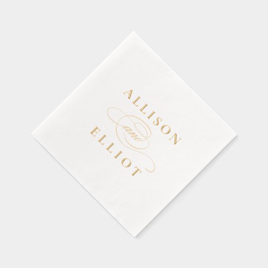 Einfache Namen Kalligrafie Hochzeit Servietten Mit Folie (Rechts)