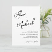 Einfache Namen Skript QR CODE Hochzeit Einladung (Stehend Vorderseite)